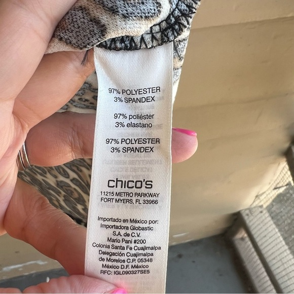 Chico's Leopard Print Long Sleeve Blouse - Size M NWT Neutral Classic Office - Picture 6 of 7